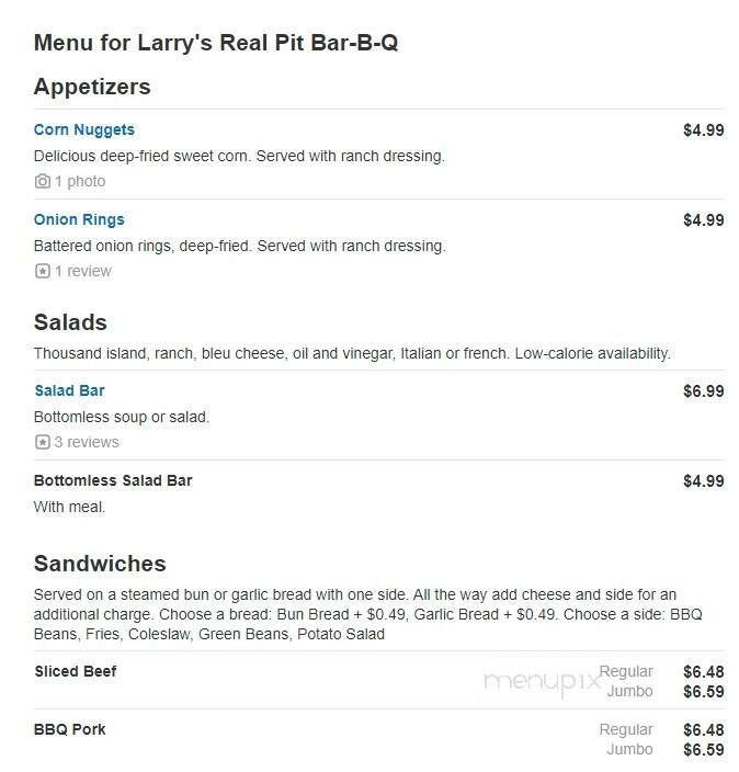 Larry's Real Pit Bar-B-Q - Dothan, AL menu_pic