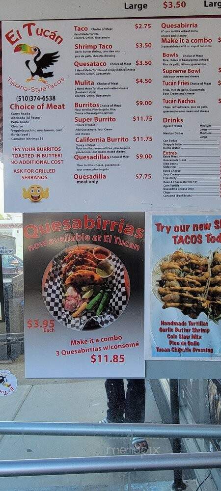 El Tucan Restaurant - Richmond, CA menu_pic