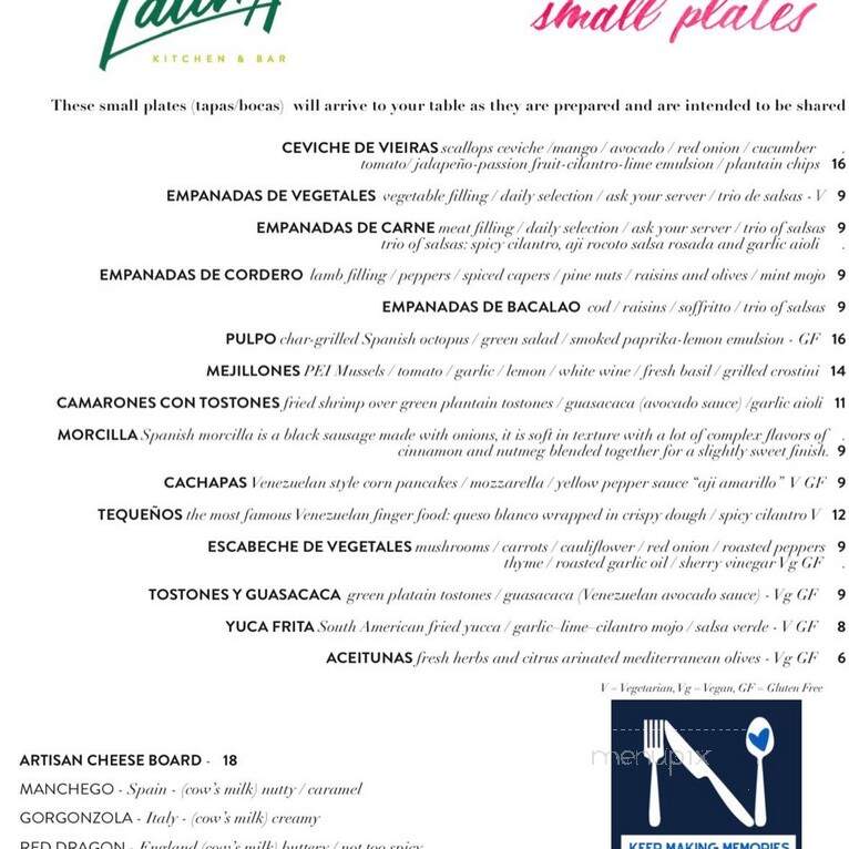 Latina Kitchen & Bar - Needham, MA menu_pic