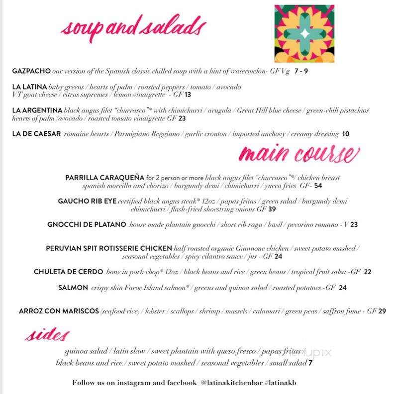 Latina Kitchen & Bar - Needham, MA menu_pic