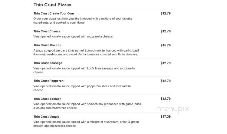 Lou Malnati's Pizzeria - Avon, IN menu_pic