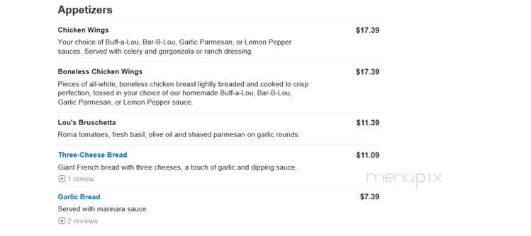 Lou Malnati's Pizzeria - Avon, IN menu_pic