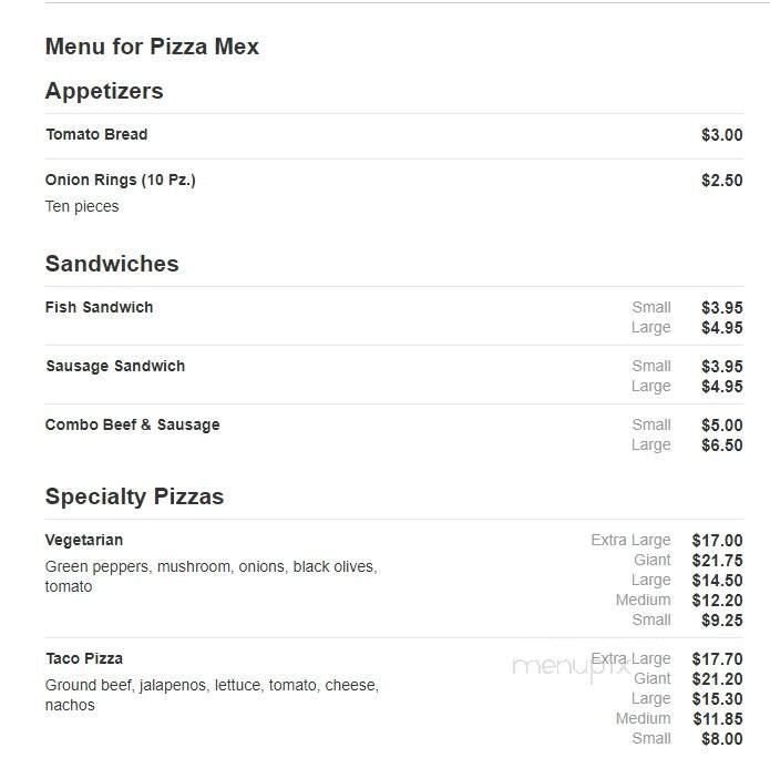 Pizza Mex - East Chicago, IN menu_pic