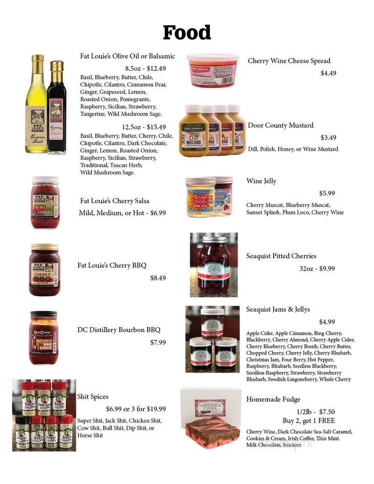 Door Peninsula Winery - Sturgeon Bay, WI menu_pic