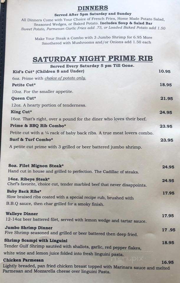 Pike Lake Resort - Hatley, WI menu_pic