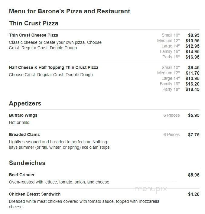 Barone's Pizza & Restaurant - Carpentersville, IL