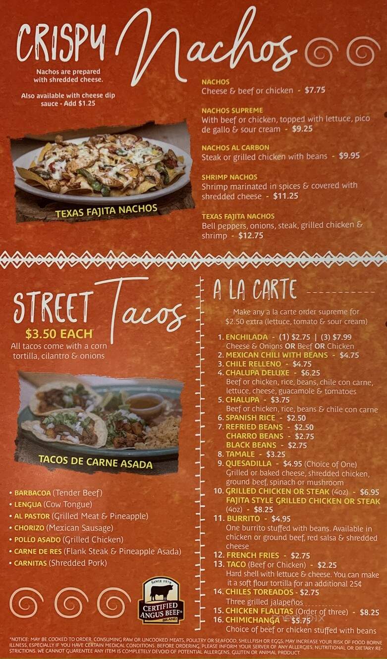 La Fiesta Mexican Grill - Villa Rica, GA menu_pic