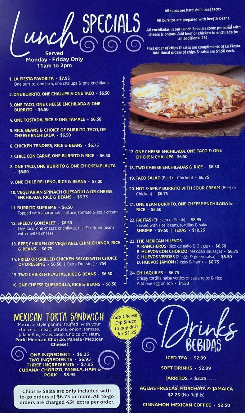 La Fiesta Mexican Grill - Villa Rica, GA menu_pic