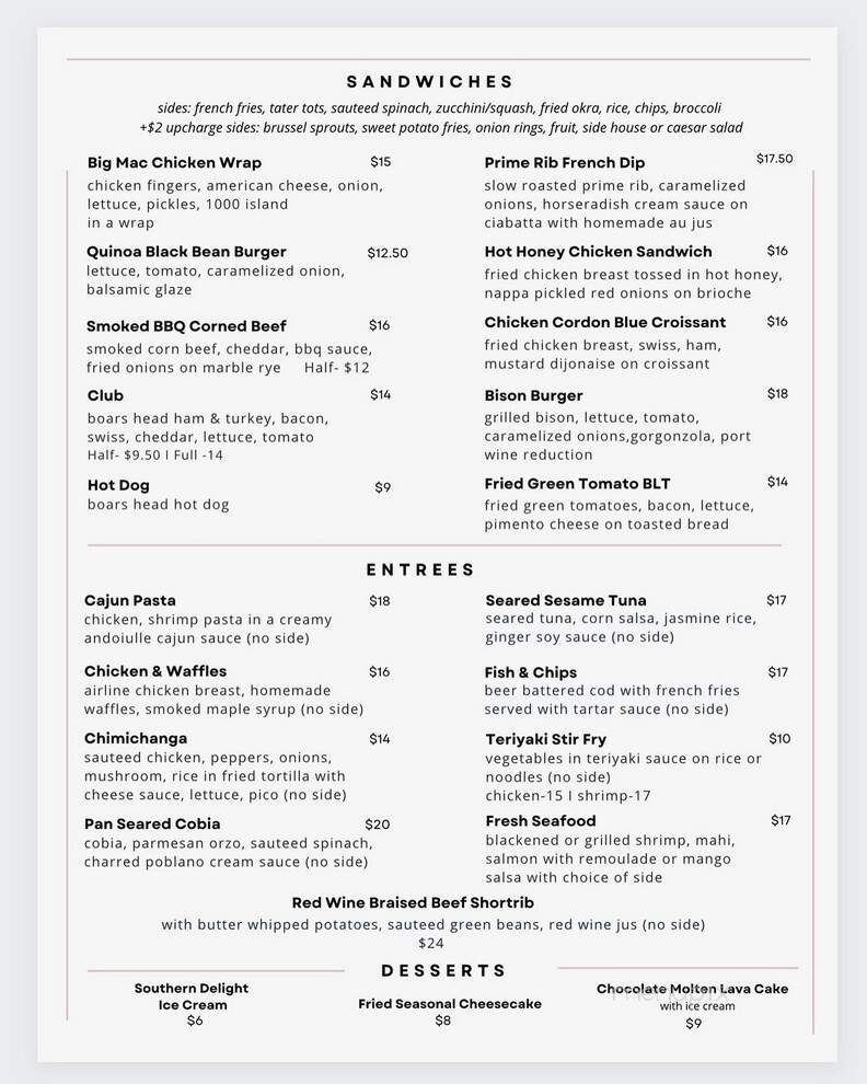 Olde Towne Athletic Club - Marietta, GA menu_pic