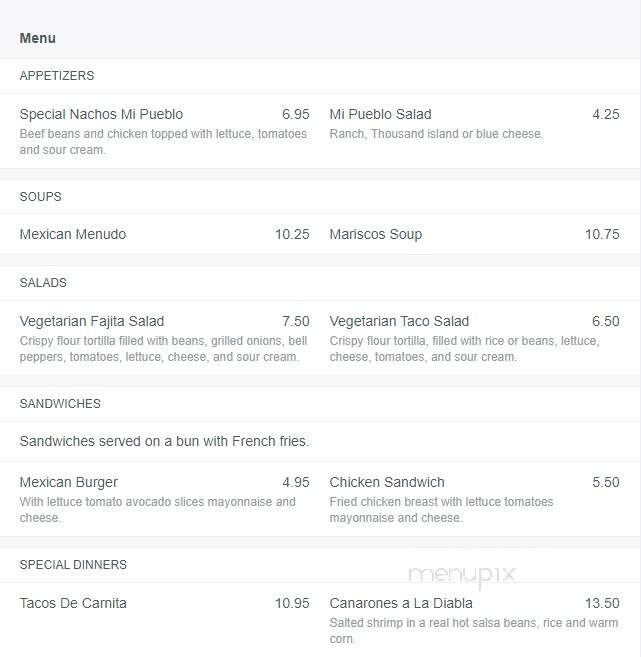 Mi Pueblo - Fredericksburg, VA menu_pic