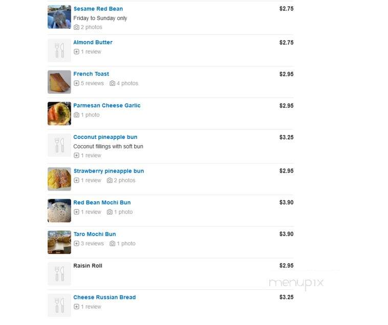 Japong Bakery - Rockville, MD menu_pic
