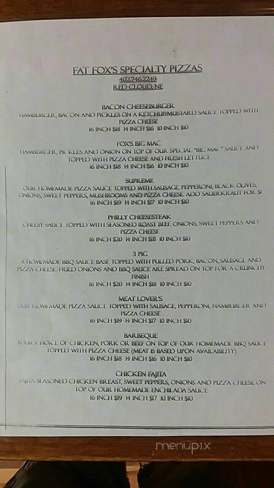 Fat Fox's - Red Cloud, NE menu_pic