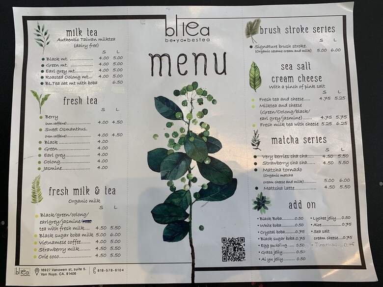BLTea - Los Angeles, CA menu_pic