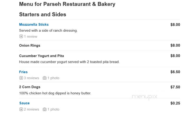 Parseh Restaurant & Bakery - Beaverton, OR menu_pic