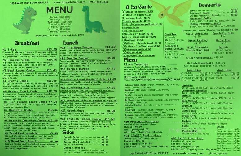 Rex Brothers Bakery - Erie, PA menu_pic