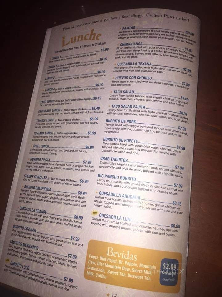La Fiesta Mexican Restaurant - Vincennes, IN menu_pic