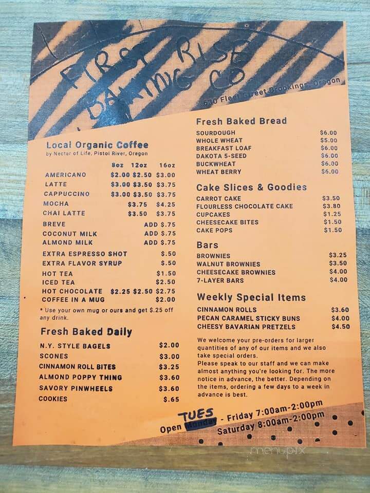 First Rise Baking Co - Brookings, OR menu_pic