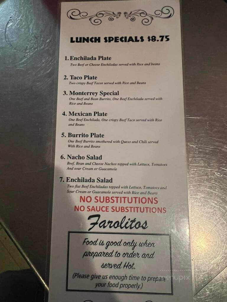 Farolito Restaurant - Abilene, TX menu_pic