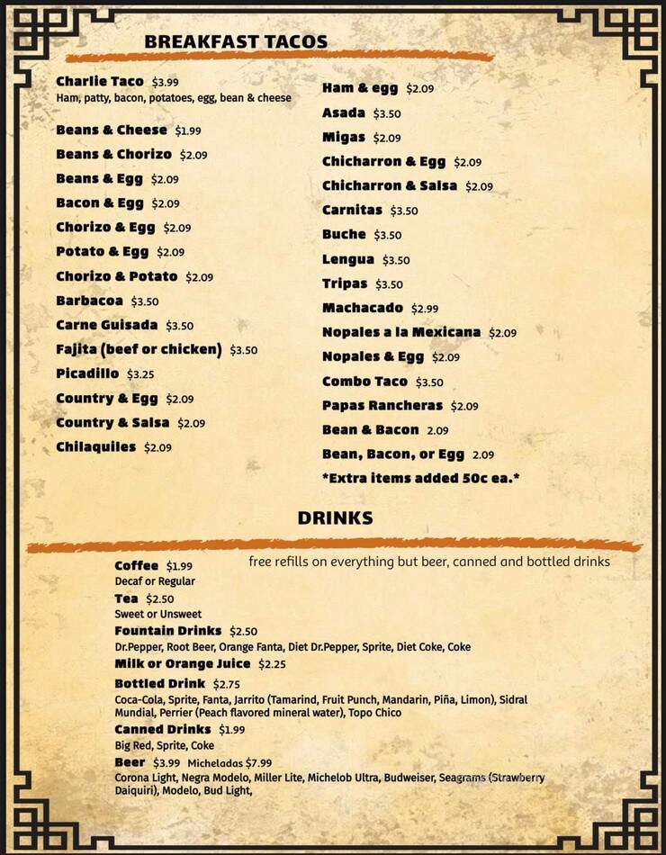 La Plazita - Cuero, TX menu_pic