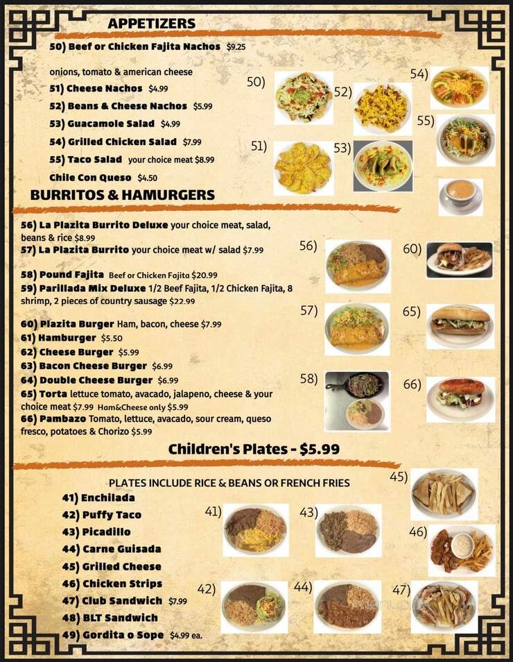 La Plazita - Cuero, TX menu_pic