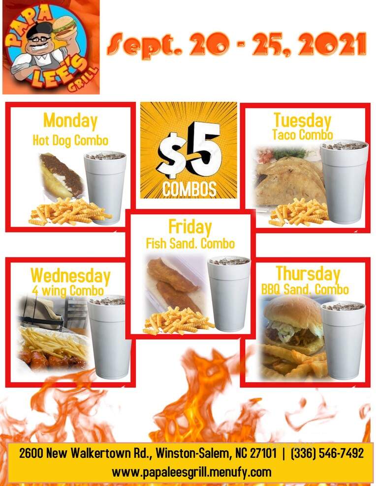 Papa Lee's Grill - Winston Salam, NC menu_pic