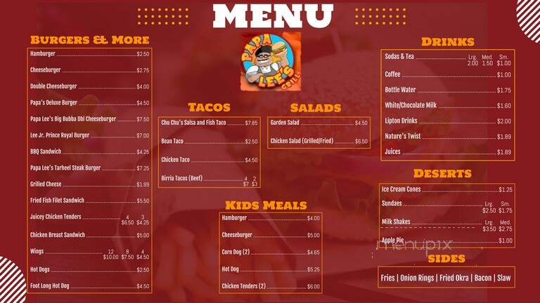 Papa Lee's Grill - Winston Salam, NC menu_pic