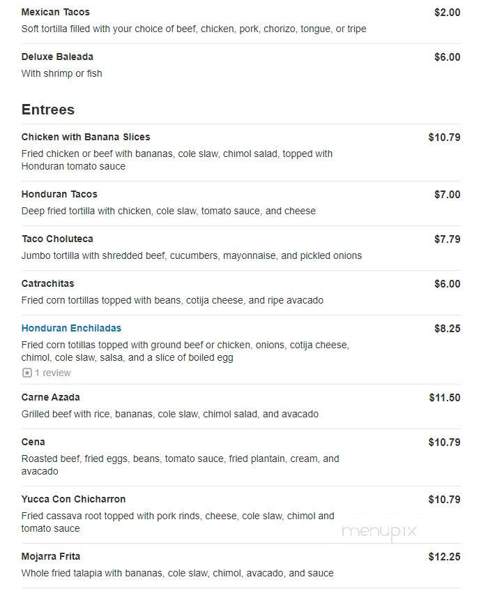 Baleada Express - Bluffton, SC menu_pic