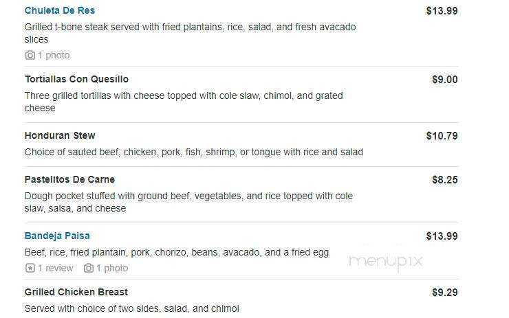 Baleada Express - Bluffton, SC menu_pic