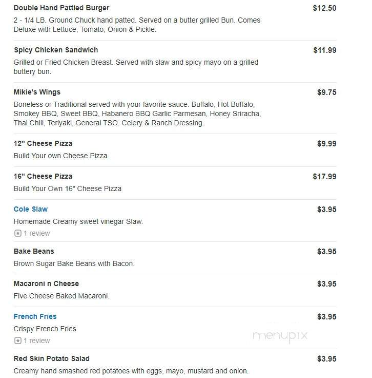 Mikie's Pub - Indianapolis, IN menu_pic