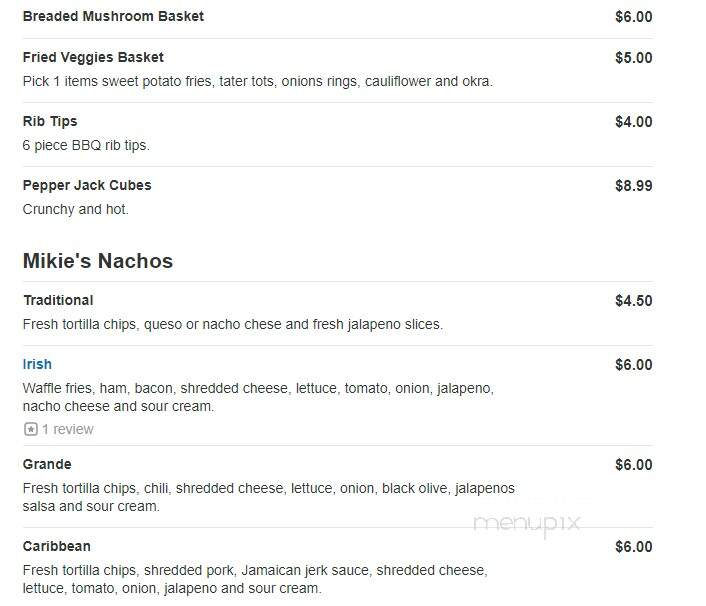 Mikie's Pub - Indianapolis, IN menu_pic