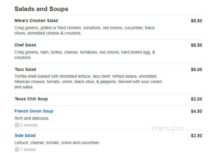 Mikie's Pub - Indianapolis, IN menu_pic