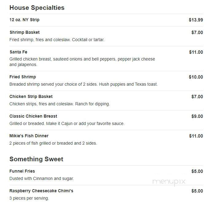 Mikie's Pub - Indianapolis, IN menu_pic