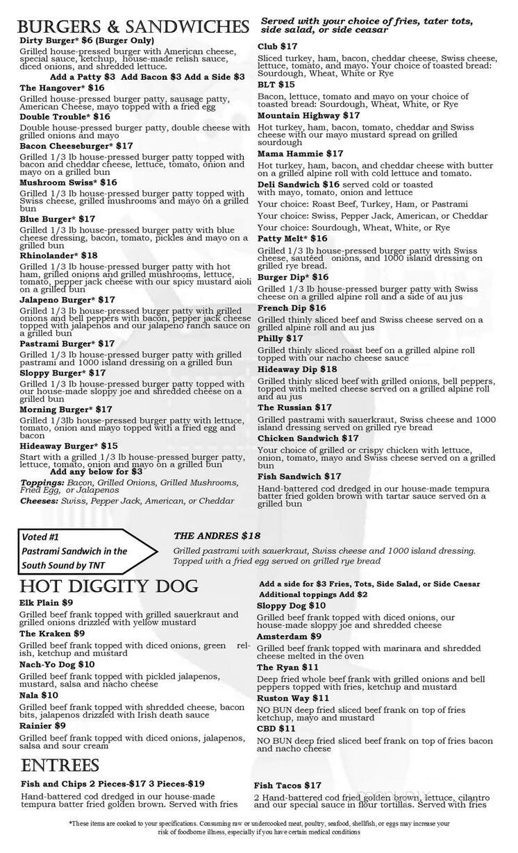 Hideaway Sports Pub & Eatery - Spanaway, WA