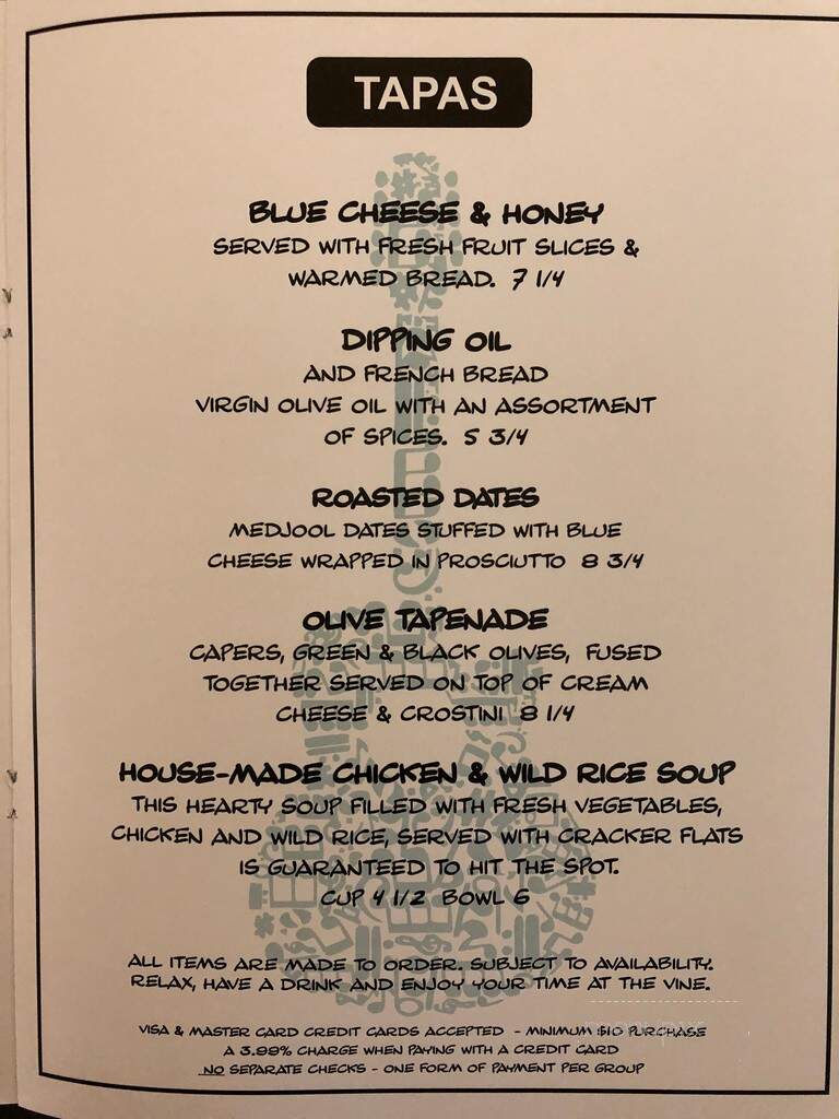 The Vine - Minocqua, WI menu_pic