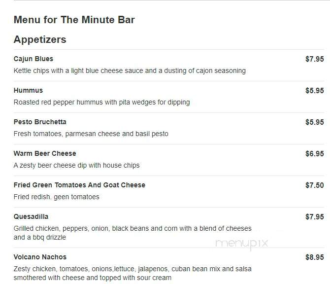 Grilli's Minute Bar - Lancaster, OH menu_pic