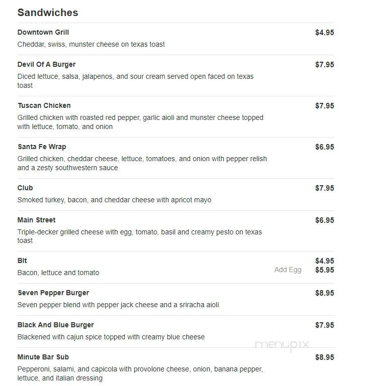 Grilli's Minute Bar - Lancaster, OH menu_pic