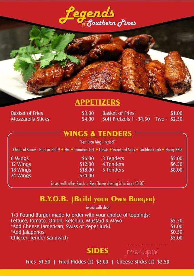 Legends Downtown Bar & Grill - Southern Pines, NC menu_pic