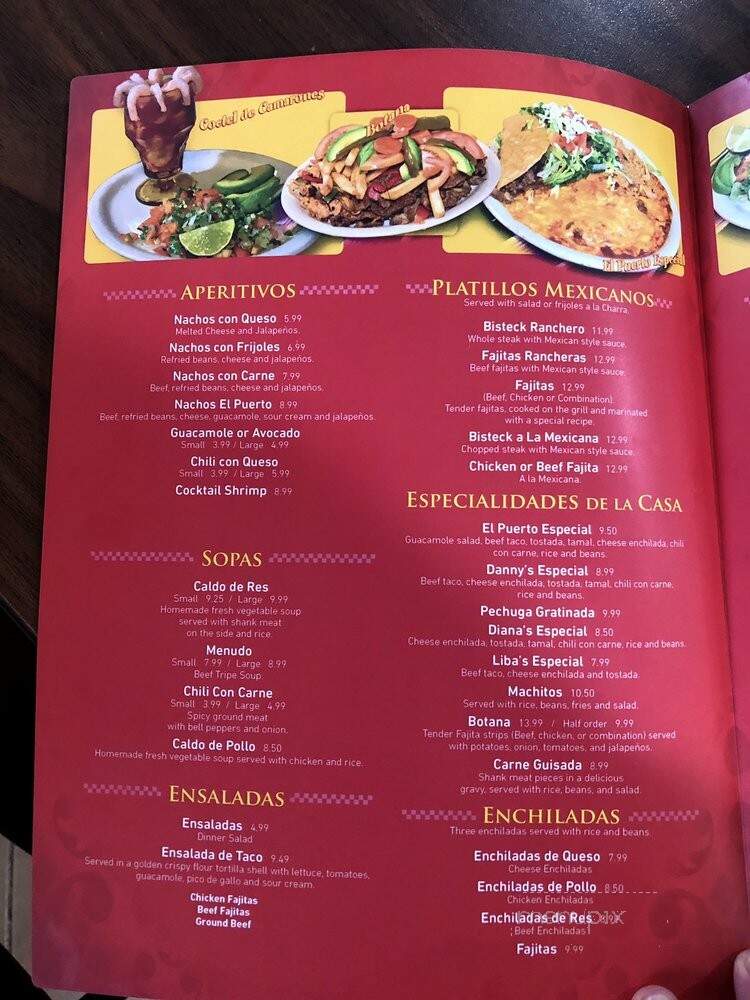 El Puerto - Houston, TX menu_pic