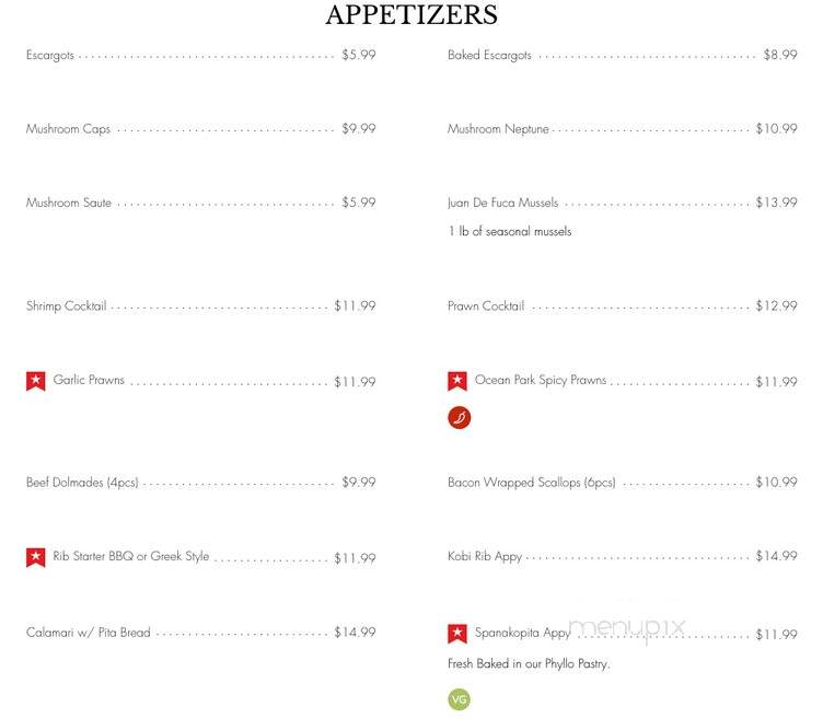 Ocean Park Pizza and Steakhouse - Abbotsford, BC menu_pic