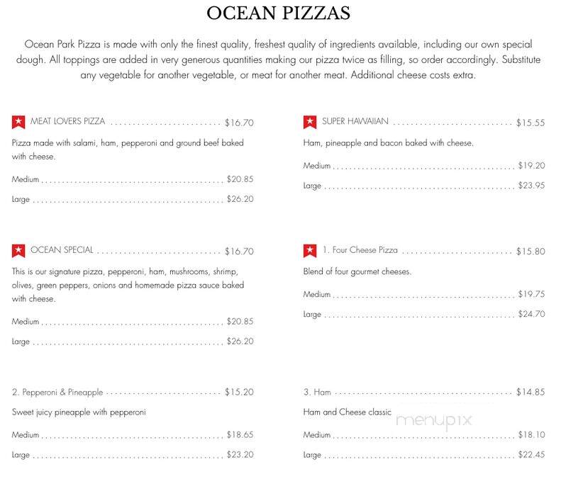 Ocean Park Pizza and Steakhouse - Abbotsford, BC menu_pic