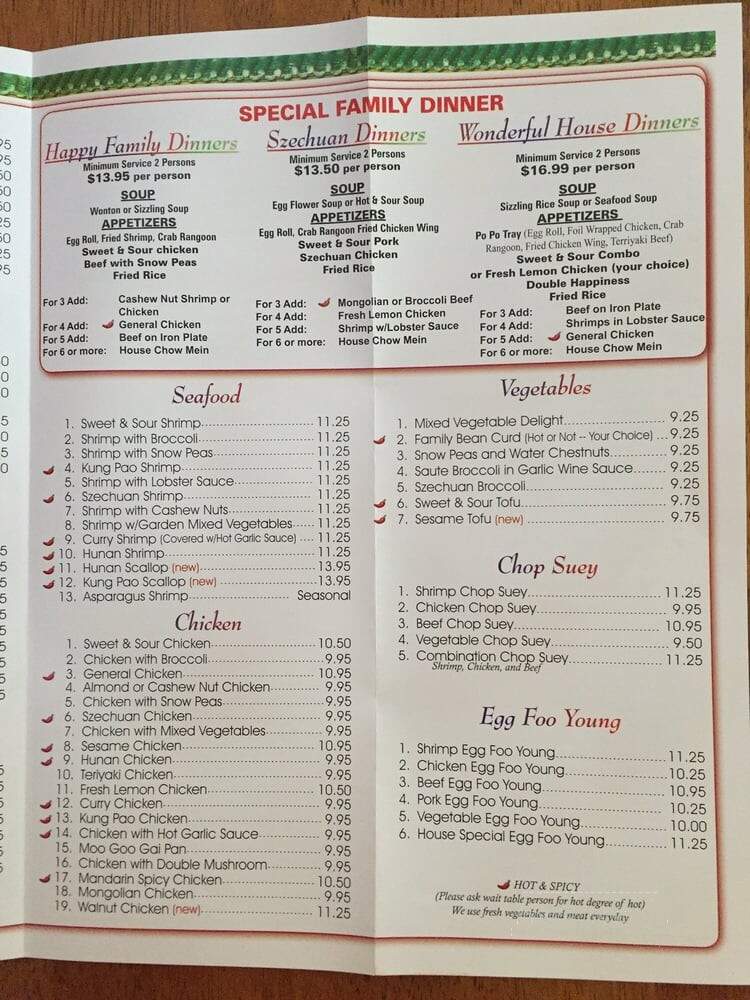 Wonderful House Restaurant - Fort Morgan, CO menu_pic