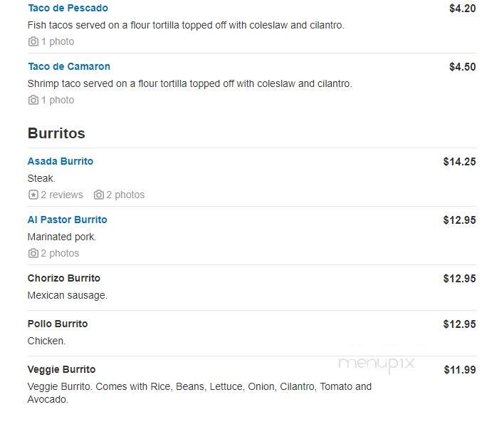El Serranito - Woodstock, GA menu_pic