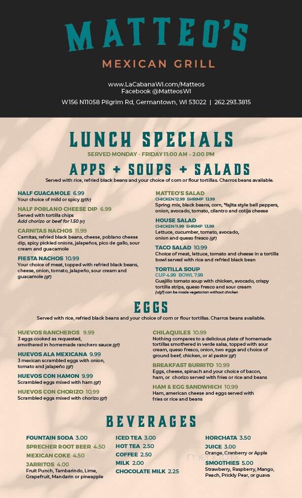 Matteo's Mexican Grill - Germantown, WI