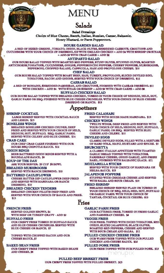 Lyon Street Bar and Grill - Amsterdam, NY menu_pic