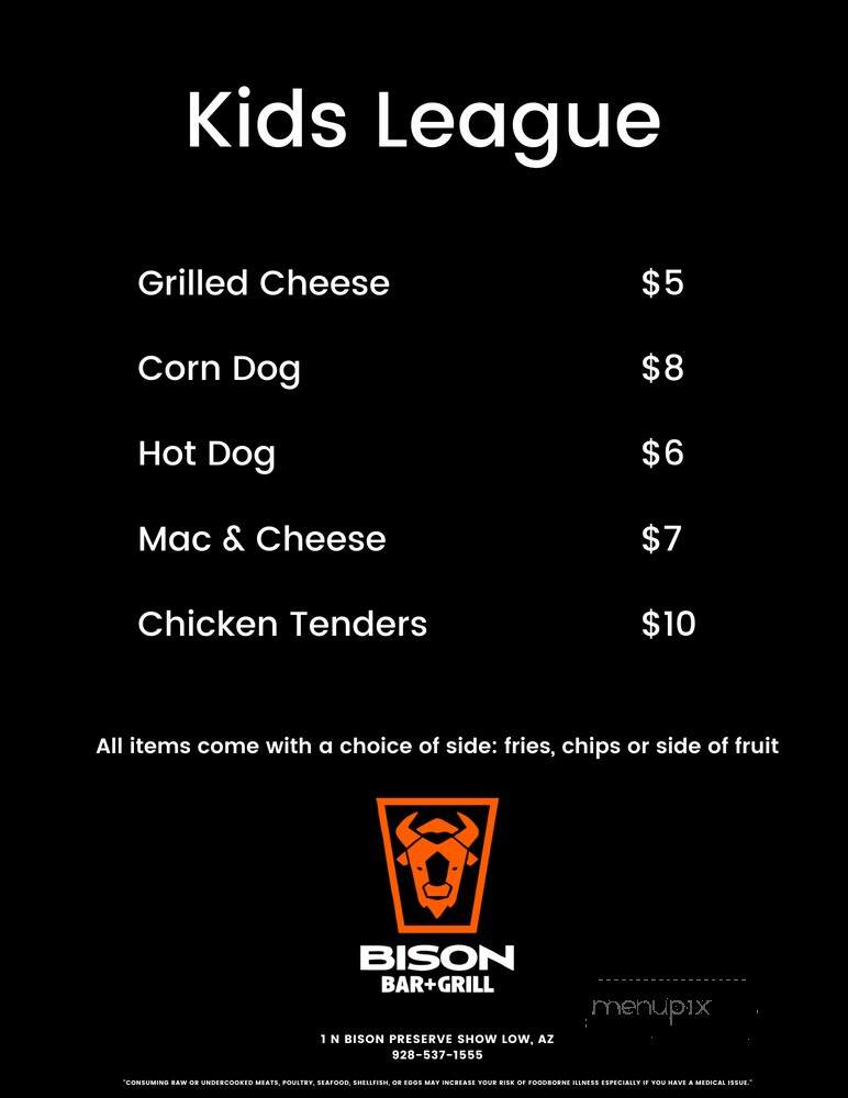 Bison Bar + Grill - Show Low, AZ menu_pic