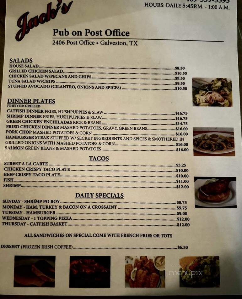 Jack's Pub - Galveston, TX menu_pic