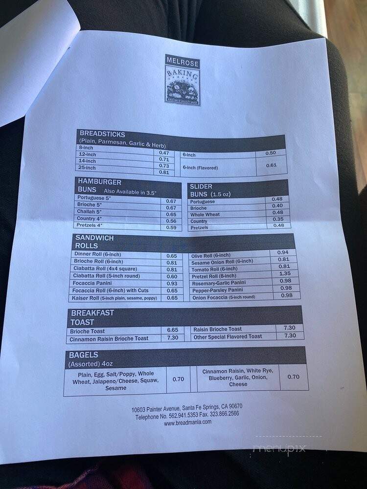 Melrose Baking Company - Santa Fe Springs, CA menu_pic