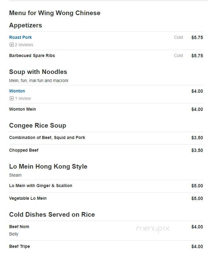 Wing Wong Chinese - Lake Worth, FL menu_pic