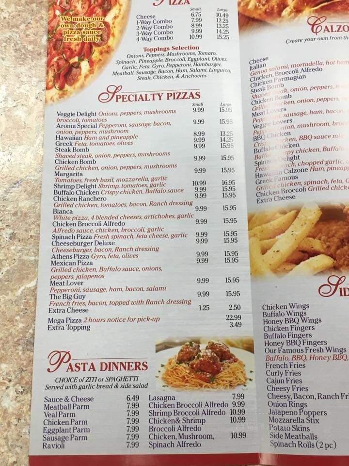 Aroma Pizza n'Grill - Foxborough, MA menu_pic