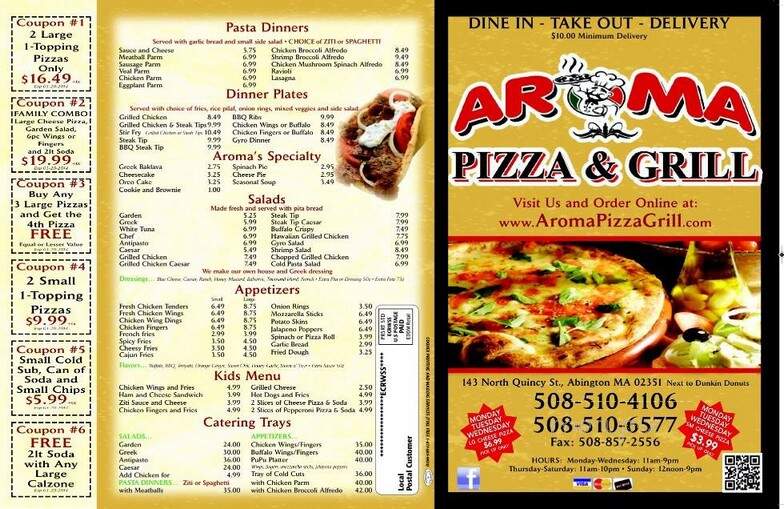 Aroma Pizza n'Grill - Foxborough, MA menu_pic